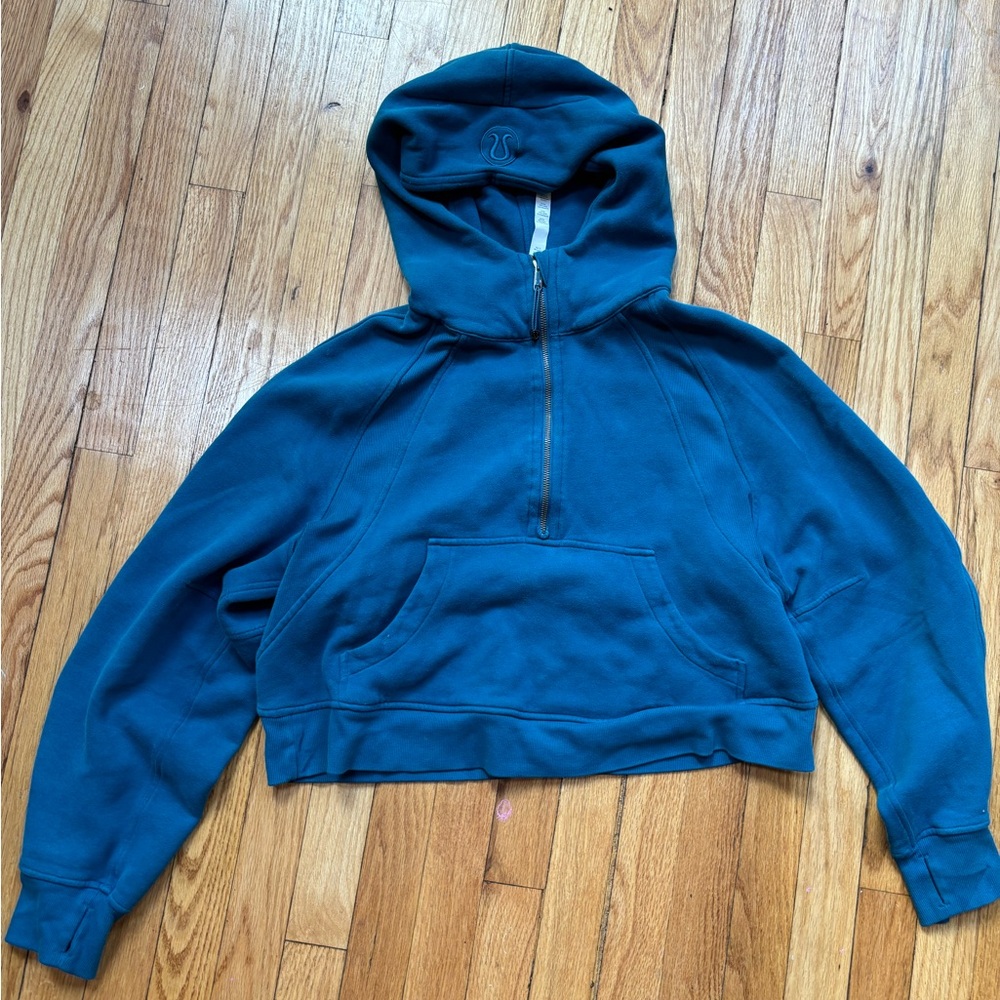 Lululemon Scuba Oversized Half 1/2 Zip Hoodie M Capri Blue Sweatshirt